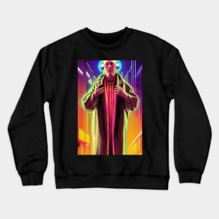 Cyberpunk Aleister Crowley The Great Beast of Thelema with earphones painted in a Surrealist and Impressionist style Crewneck Sweatshirt